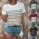 Summer Women Fashion Striped T-Shirt Holiday Tops 5xl 3d Print Shirt Harajuku Female Shirt Loose Set