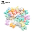 LOFCA 5pcs Bowknot Silicone Beads DIY Food Grade Silicone Teething Pacifier Cute Shaped Silicone