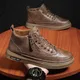 Stivali da uomo scarpe invernali in pelle alte scarpe in cotone moda stivaletti moda scarpe Casual