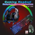 Tastiera cablata da gioco + Mouse Wireless + cuffie da gioco cuffie cablate con bassi profondi con microfono per PS5/ PS4/ XBOX/ PC/ Laptop