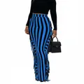 Slim Sexy Ladies Long Skirt Striped Fringe Bag Hip Tight Pencil Skirt 2021 Autumn And Winter New