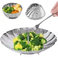 Folding Dish Steam Stainless Steel Food Steamer Basket Fruit Vegetable Cooker Multi-Function Meat