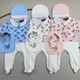 3PCS/Set New Fashion Baby Gilrs Pink Romper+Bib Newborn Cotton Baby Overalls Boys Clothing One Piece