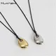 HANGZHI Gold Color Water Drop Necklace Black Leather Rope Sweater Neckchain Fashion Vintage Pendant