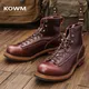 KOWM Hiking shoes men's Martin boots British cowhide high top motorcycle boots ankle casual sneakers