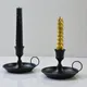 European Style Black Painted Iron Candle Holder Metal Candle Holder Ornaments Wedding Holiday Home