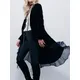 Womens Long Sleeve Cardigan Tops Open Front Bolero Shrugs Casual Solid Color Asymmetric Ruffled Hem