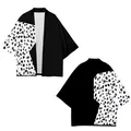 101 Dalmatians Cruella De Vil Cospaly Costumes Coat White Black Printing Kimono Cruella Cloaks