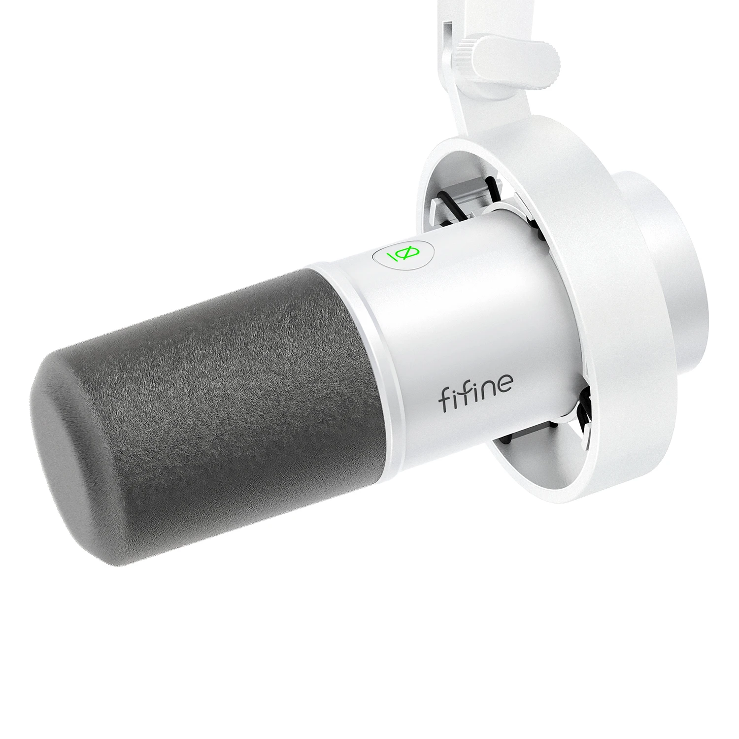 FIFINE Microfono dinamico USB/XLR con manopola di guadagno/touch-mute/jack per cuffie, microfono di registrazione per scheda audio PC Streaming-K688W Bianco