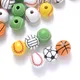 10pcs 16Mm Mix Round Ball Beads Basketball Baseball Tennis Beads DIY Making Sport Jewelry Bracelet