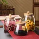 Glass Sealed Storage Jar With Wooden Lid Food Container Tea Candy Kitchen Storage Bottle Jar Large