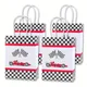 6pcs Racing Car Birthday Party Bags with Handles Checkered Flag Gift Goodies Treat Candy Tote Bags