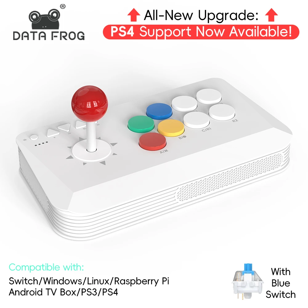 Data Frog Game Arcade Keyboard Wireless Controller for Street Fighter Retro Video Game Consoles Compatible with PC/Android/IOS