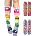 Cute Funny Sugar Donuts 3D Printed Long Socks Female Autumn Socks Women Warm Cotton Casual Colorful