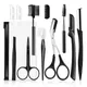 Black Eyebrow Trimming Scissors Stainless Steel Tweezers Eyebrow Scraping Eyebrow Comb Razor Eyebrow