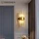 Luxury Modern Nordic Wall Lamp Indoor Glass Crystal Tube Iron Body Lampshade Sconce Light Up Down