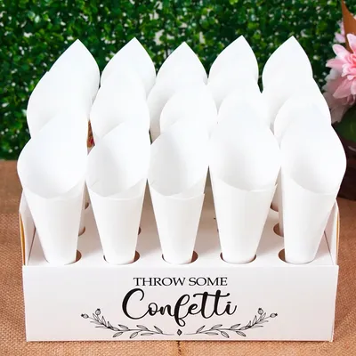 Kraft Paper Wedding Confetti Cone Holder Support For Wedding Decoration Confetti Cones Stand Box Tray Artificial Flower Boxes