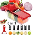 LMETJMA 6 in 1 Mandoline Slicer Multifunctional Food Chopper with Container Onion Chopper Dicer