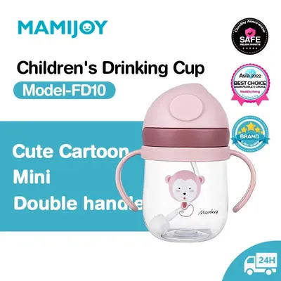 MAMIJOY BY01 Kids Water Sippy Cup Creative Cartoon Baby Feeding Cups with Straws Leakproof Water Bottles Outdoor Childrens Cup