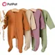 PatPat New Spring and Autumn Baby Boy Girl Solid Footed Long-sleeve Jumpsuit One Pieces Baby