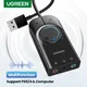 UGREEN Sound Card USB Audio Interface External 3.5mm Microphone Audio Adapter Soundcard for PC