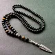 Black BLava Stones Tiger's eye Bead with Retro Gothic Skull Pendant Necklace Punk Men's Necklace