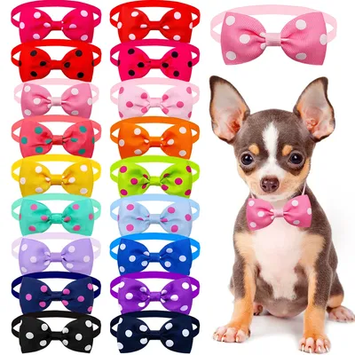 20pcs Dog Supplies For Small Dog Bowtie Dot Style Dog Grooming Accessories Dogs Pets Bow Tie For