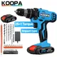 Koopa Tool 21V Portable Cordless Impact Drill Driver Screwdriver 2 Variable Speed 25+1 Torque