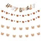 INS Cute Bear Happy Birthday Banner Garland 1st Kids Boys Teddy Bear Birthday Party Supplies Balloon