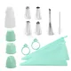 11pcs Reusable Puff Cake Icing Piping Tip Silicone Pastry Bag Cream Cupcake Butter Tube Nozzle Decor
