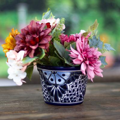 'Handmade Classic Indigo-Toned Ceramic Flower Pot (Mini)'