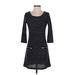 Papillon Casual Dress - A-Line Scoop Neck 3/4 sleeves: Black Dresses - Women's Size X-Small