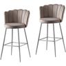 Lot de 2 tabourets de bar nymphea chrome velours moka