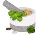 Mortier avec pilon, granite, robuste, durable, pour vos herbes et épices, h x d : 8 x 13 cm, gris