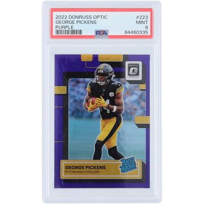 George Pickens Pittsburgh Steelers 2022 Panini Donruss Optic Rated Rookie Purple #223 #/50 PSA Authenticated 9 Card