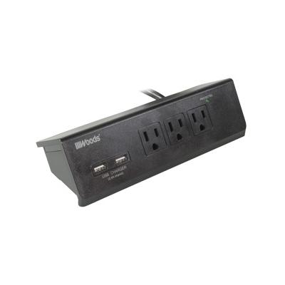Desktop Surge Protector with 2 USB Ports and Optional Mounting Hardware