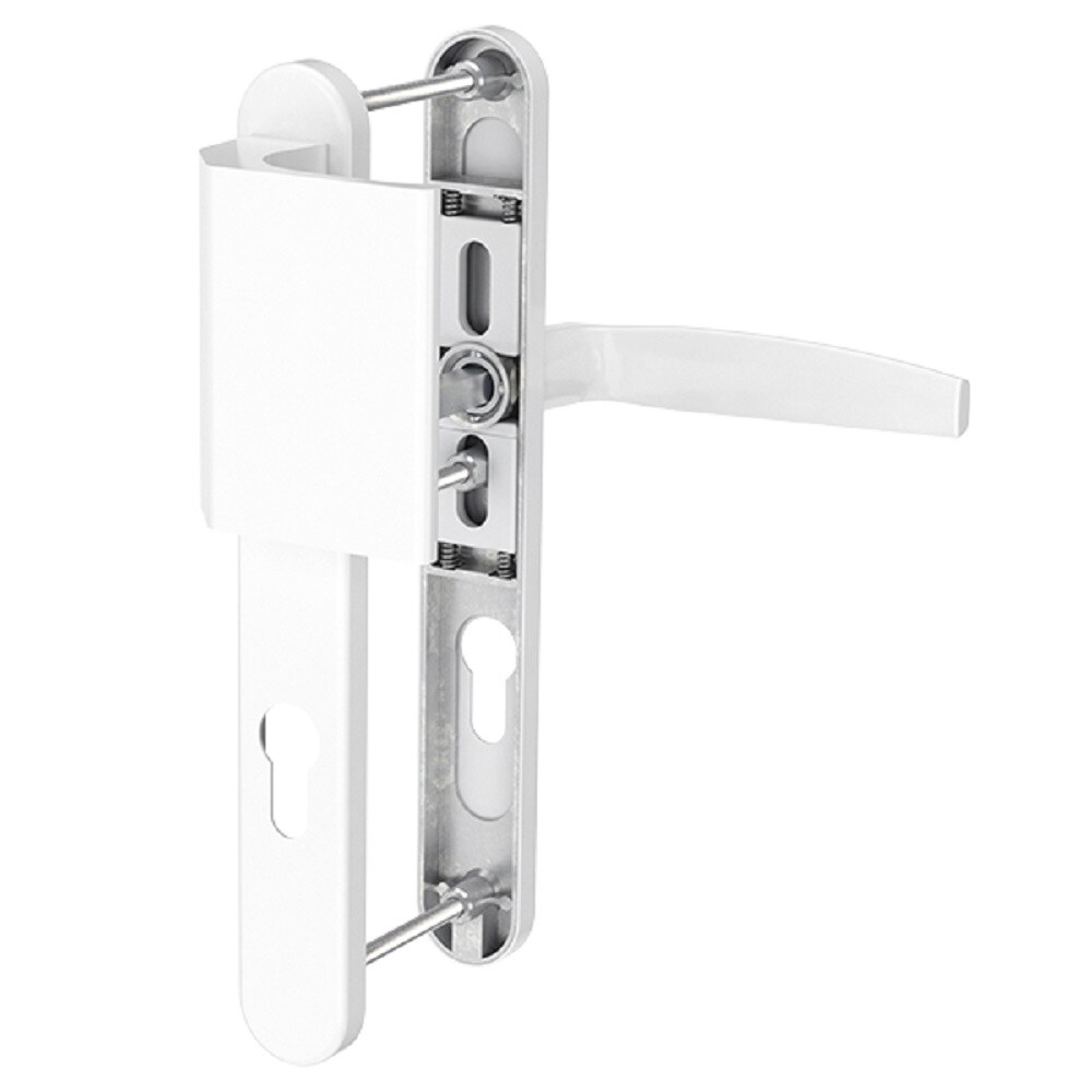 MS Beschläge Langschild PZ 72mm Schmalrahmengarnitur Weiß Stossgriff/Drücker TS 71-86mm Image