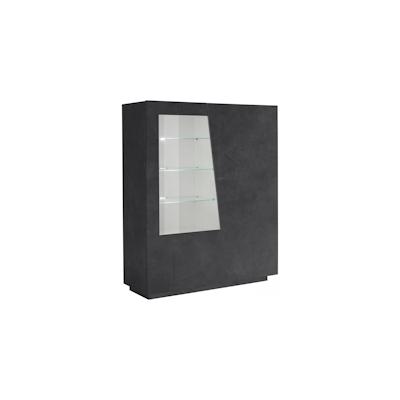Dmora Vitrine Nevio, Sideboard mit Glastür, Mehrzweck-Wohnzimmermöbel mit LED-Beleuchtung, 100 % Made in Italy, cm 120x4