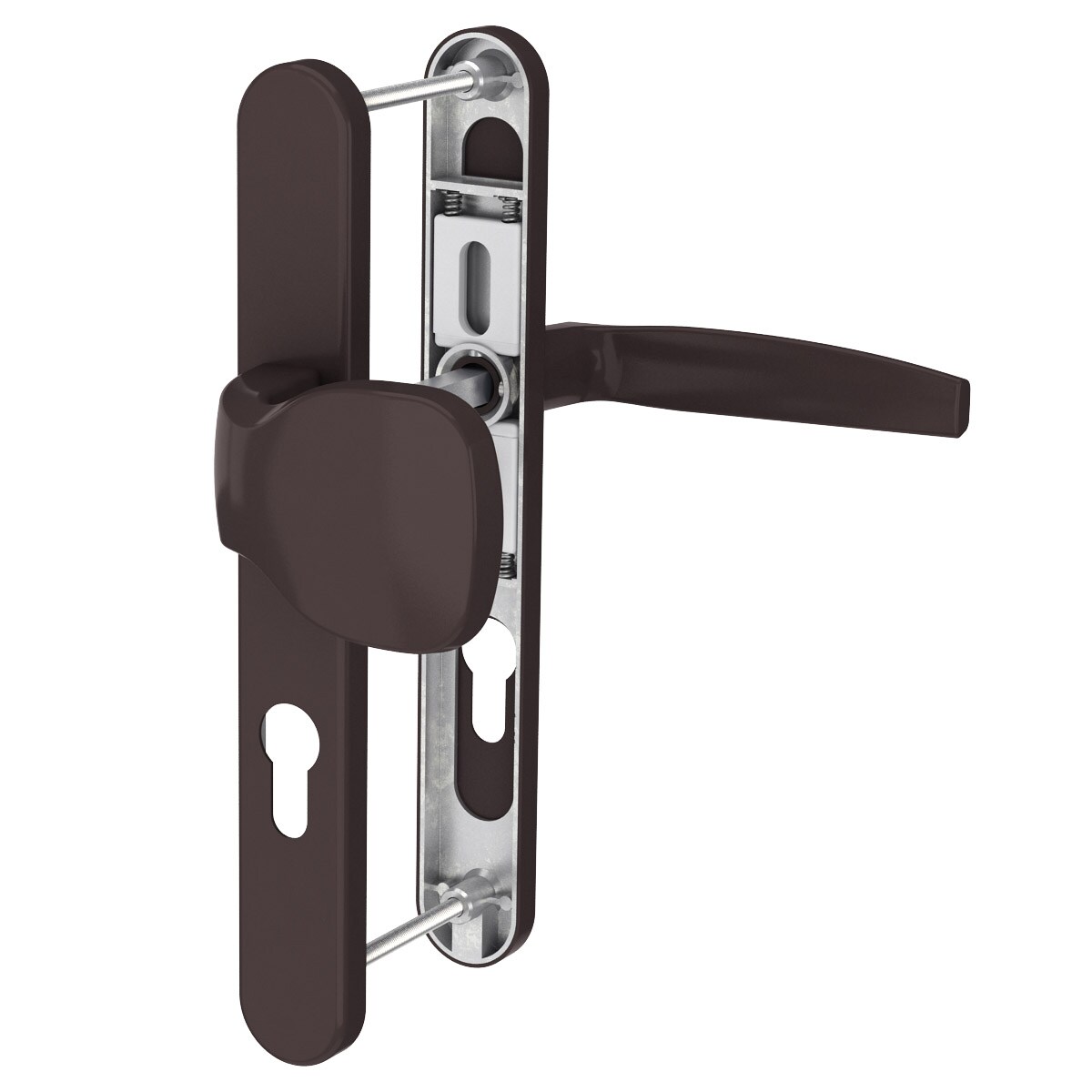 MS Beschläge Langschildgarnitur 72mm Schmalrahmengarnitur Braun PZ Knopf/Drücker TS 39-54mm Image