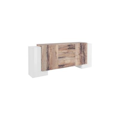 Dmora Kommode Fabio, Küchen-Sideboard mit 2 Türen und 3 Schubladen, Wohnzimmer-Buffet, Küchen-Sideboard, cm 210x45h85, g