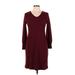 Old Navy Casual Dress - Sheath V-Neck 3/4 sleeves: Burgundy Print Dresses - Women's Size Medium Petite