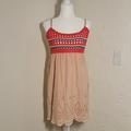 Anthropologie Dresses | Anthropologie Flying Tomato Sundress Mini Dress Crochet Lined Empire Festival L | Color: Pink/Tan | Size: L