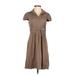 BCBGMAXAZRIA Casual Dress - A-Line Collared Short sleeves: Tan Solid Dresses - Women's Size X-Small
