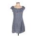 American Eagle Outfitters Casual Dress - Mini Square Short sleeves: Blue Print Dresses - Women's Size Large