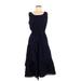 Talbots Casual Dress - Midi Scoop Neck Sleeveless: Blue Solid Dresses - Women's Size 8