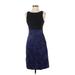 Theory Casual Dress - Sheath Crew Neck Sleeveless: Blue Print Dresses - Women's Size 2