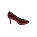 Kelly & Katie Heels: Slip-on Stiletto Classic Burgundy Solid Shoes - Women's Size 8 1/2 - Almond Toe
