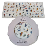 Disney Dining | Gift Set Disney 100 Years Of Magic Dessert Tray And 4 Plates - Mickey N Friends | Color: Blue/White | Size: Os