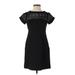 NANETTE Nanette Lepore Casual Dress - Party High Neck Short sleeves: Black Print Dresses - Women's Size 0