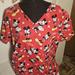 Disney Tops | Disney Women's Red Mickey & Minnie Mouse Short Sleeve V-Neck Scrub Top Size Xl | Color: Black/Red | Size: Xl